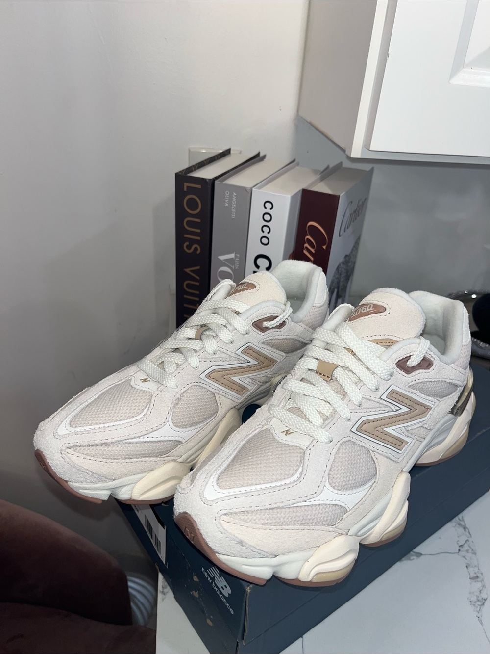 New Balance Women's White & Taupe Retro-Style Sneakers
